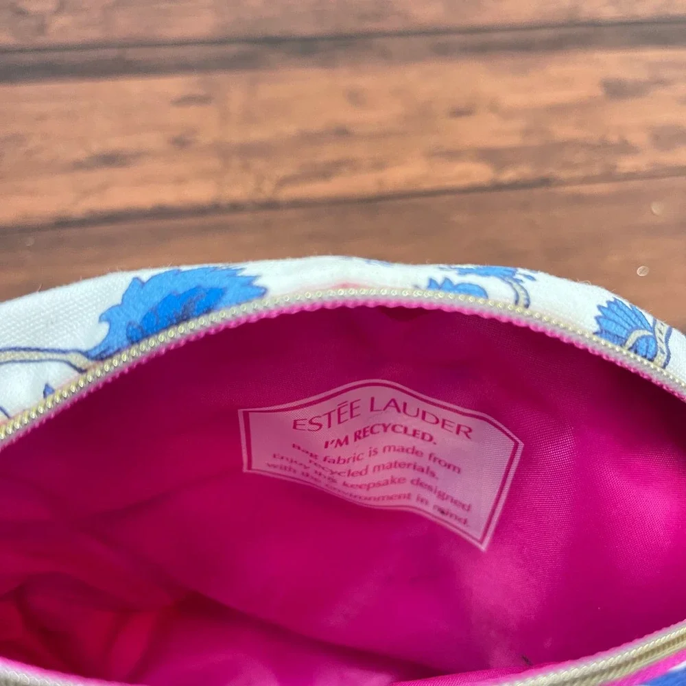 Estée Lauder Make up bag Navy Blue White Pink‎ Cosmetic Bag